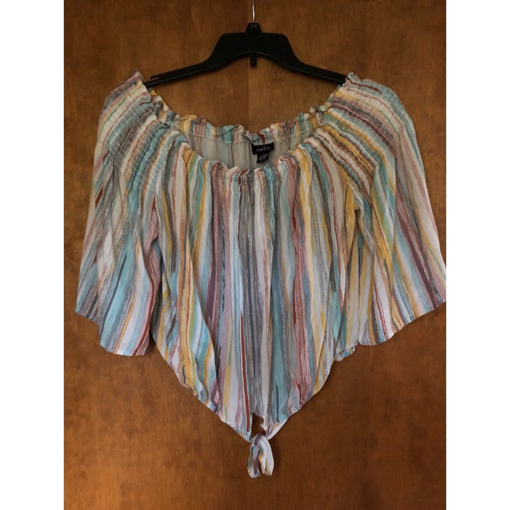 Rue 21 striped cropped blouse colorful